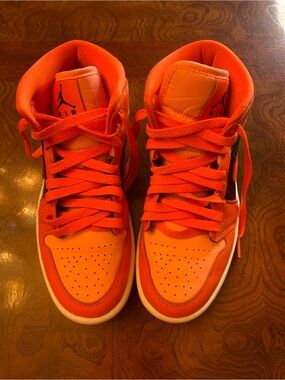 Nike Air Jordan One High-Top Sneakers in Bright Orange